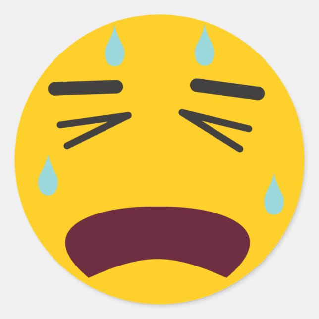 Sad Crying Emoji Classic Round Sticker (Front)