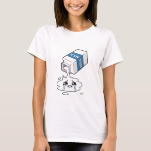 Sad Crying Spilled Milk Carton Puddle Character T-Shirt