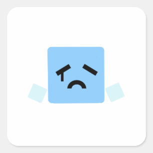Sad cube cyan jsab square sticker