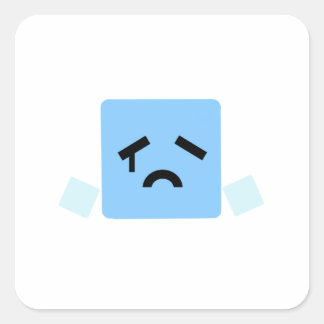 Sad cube cyan jsab square sticker