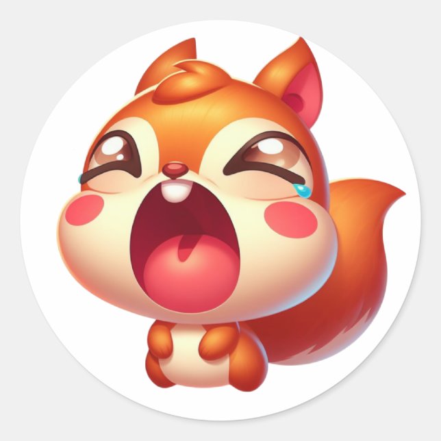 Sad Cute Squirrel Classic Round Sticker (Front)
