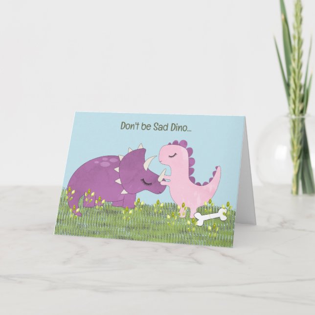 Sad Dino Cannot Go Back to School Yet Card (Front)