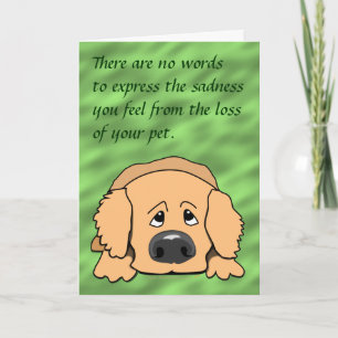 Sad Dog Cartoon Pet Sympathy Card for Loss of Pet