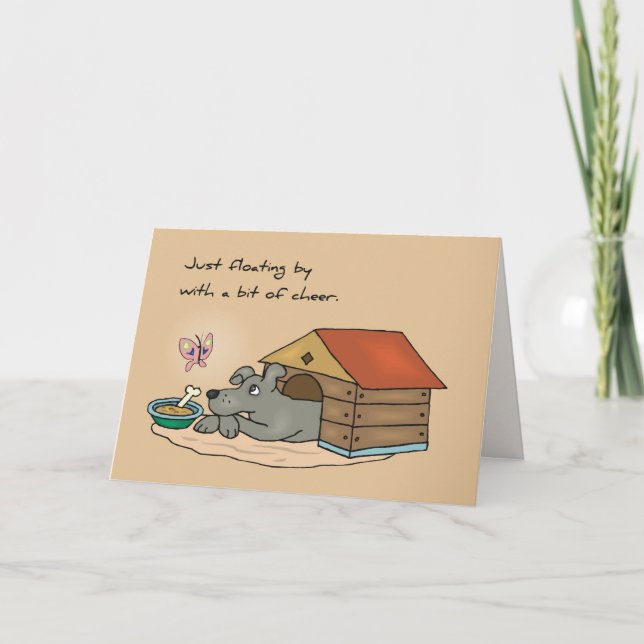 Sad Dog Doghouse Thinking of You Card (Front)