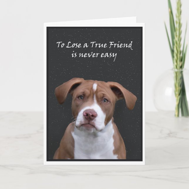 Sad dog offers condolences for the loss of a pet card (Front)