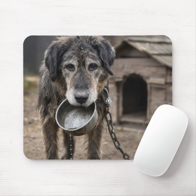Sad Dog with Empty Water Bowl Mouse Mat (With Mouse)