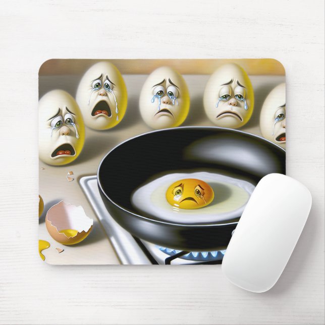 Sad Eggs Watching Egg In Frying Pan Mouse Mat (With Mouse)