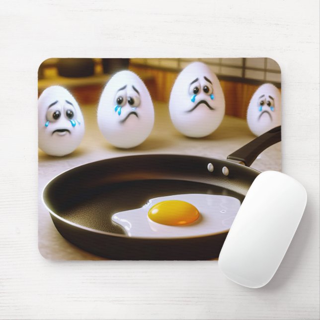 Sad Eggs With Fry Pan Mouse Mat (With Mouse)