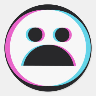 Sad Emoji Black Classic Round Sticker