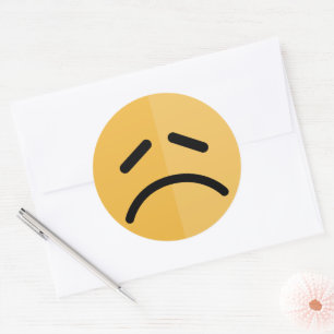 Sad Emoji Classic Round Sticker
