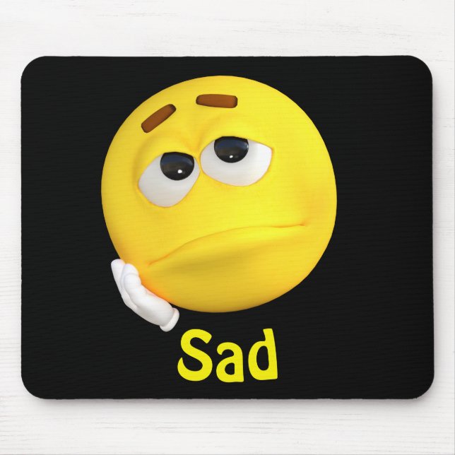 Sad Emoji Emoticon Cartoon Face Mouse Mat (Front)