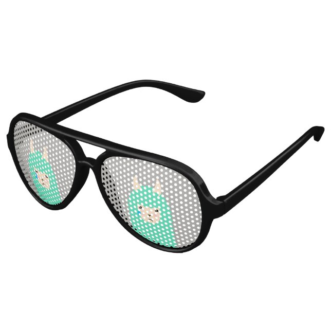 Sad Emoji Llama Aviator Sunglasses (Angled)