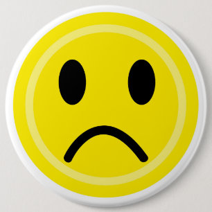 Sad emoticon 6 cm round badge
