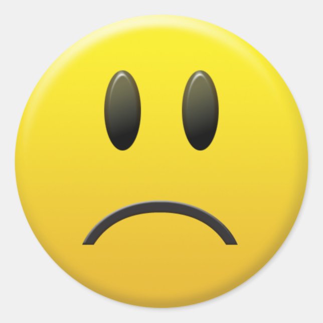 Sad Face Classic Round Sticker (Front)