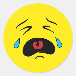 Sad Face Emoji Classic Round Sticker