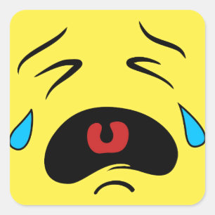 Sad Face Emoji Square Sticker