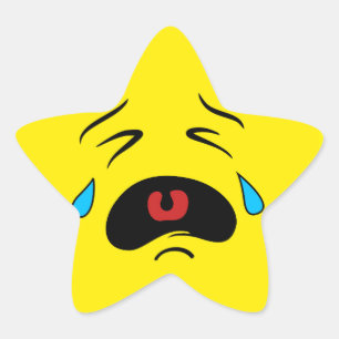 Sad Face Emoji Star Sticker
