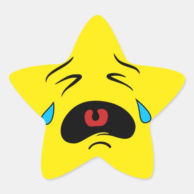 Sad Face Emoji Star Sticker (Front)
