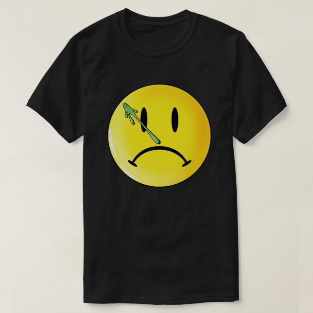 Sad Face emoji with Booger T-Shirt (Design Front)