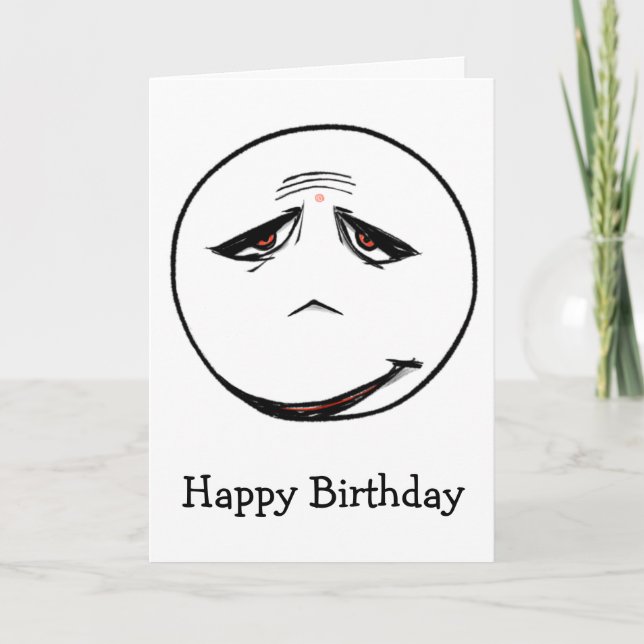 Sad Face Free Zone Happy Birthday Card (Front)