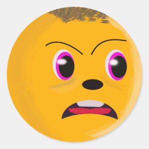 Sad Face Male Golden Coloured Sticker