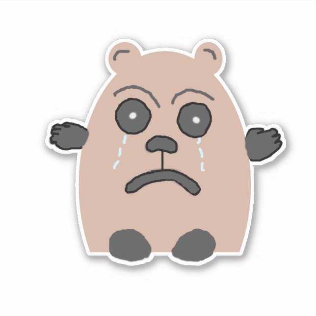 Sad Face Sticker with Bear (Front)