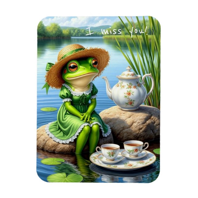 Sad frog in a hat. I miss you! Magnet (Vertical)