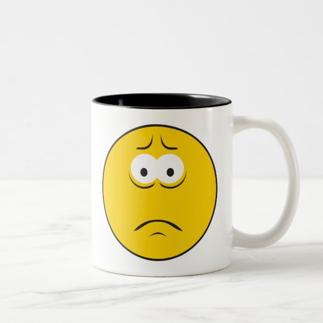 Sad Frowning Face Two-Tone Coffee Mug (Right)