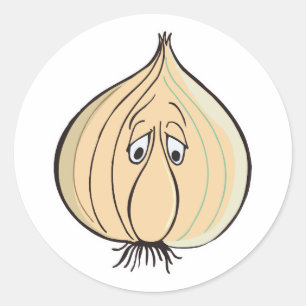sad garlic face classic round sticker