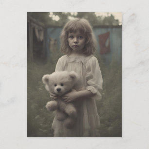 Sad Ghost Child at the Abandoned Vintage Circus Postcard