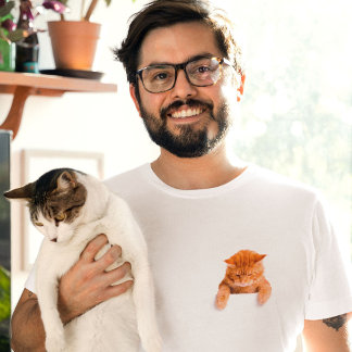 Sad Ginger Cat Kitty Pocket T-Shirt