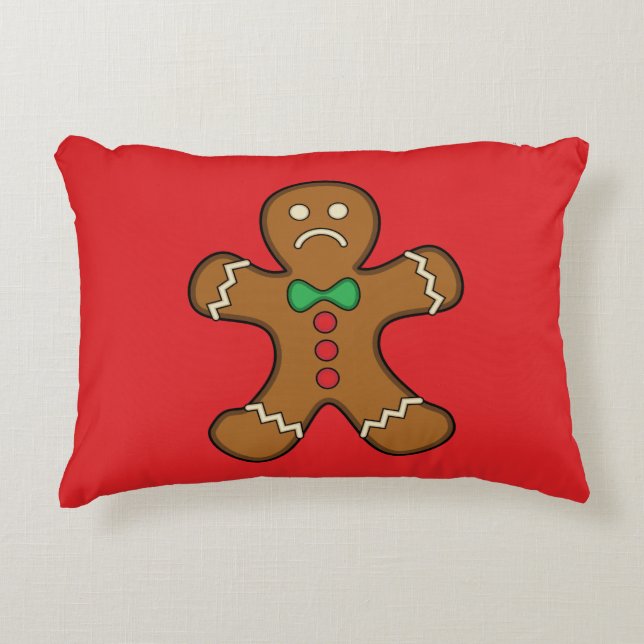 Sad Gingerbread Man Decorative Cushion (Front)