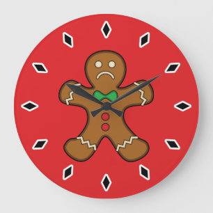Sad Gingerbread Man Large Clock