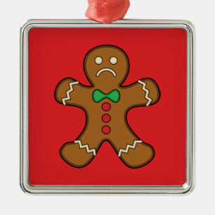 Sad Gingerbread Man Metal Tree Decoration