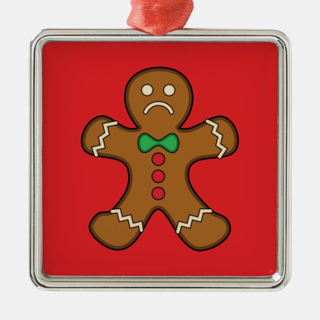 Sad Gingerbread Man Metal Tree Decoration (Front)
