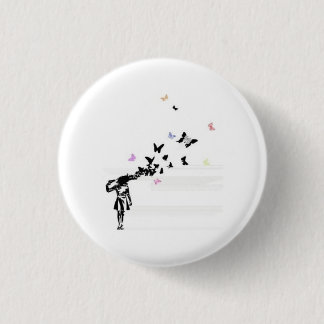 Sad girl and butterfly 3 cm round badge