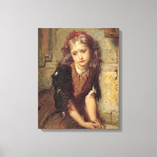 Sad Girl and Dead Goldfinch Bird (Pet Remembrance) Canvas Print