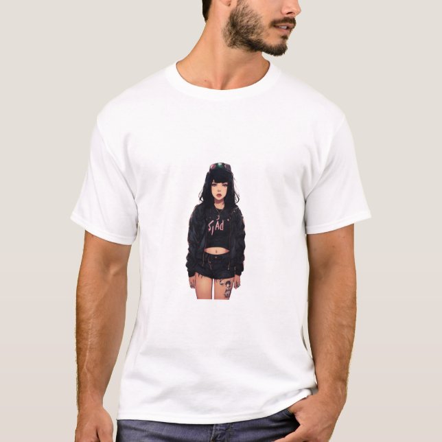 Sad Girl Lex Logo Female Grunge Hip-Hop Anime-Styl T-Shirt (Front)