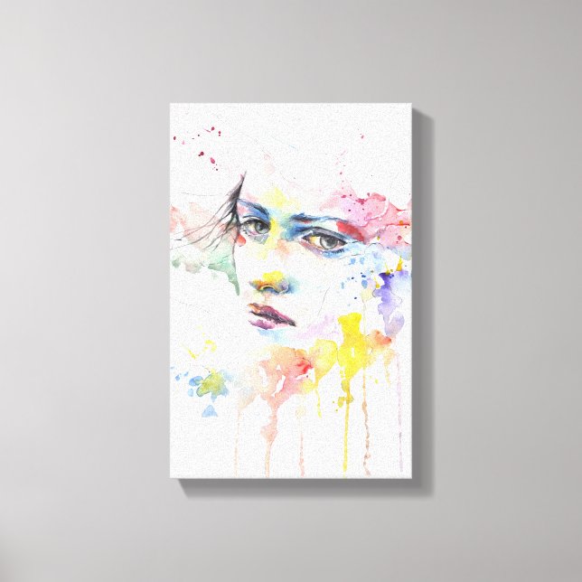 sad girl - painting canvas print (Front)