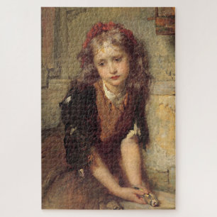 Sad Girl With a Dead Goldfinch Bird (Pet Sympathy) Jigsaw Puzzle