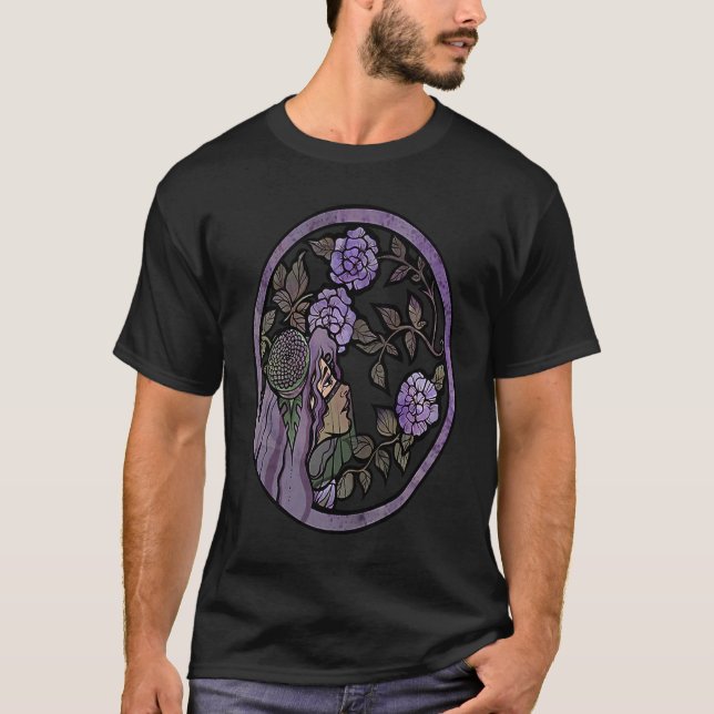 Sad Goddess Purple Roses artwork T-Shirt (Front)