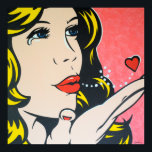 Sad Goodbye - Original Pop Art Poster<br><div class="desc">A pretty young blonde blows a sad kiss goodbye. Print of an original design pop art painting on canvas by www.jamieleeart.com</div>