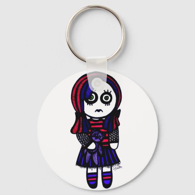 Sad Goth girl keychain (Front)