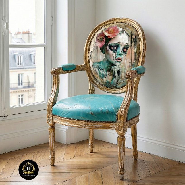 Sad Gothic Gargoyle with Floral Crown Decoupage Tissue Paper (Creator Uploaded)