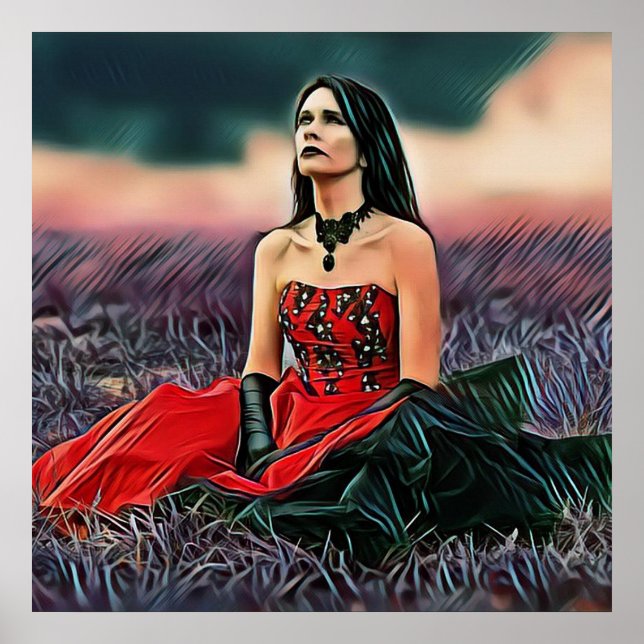 Sad Gothic Girl Sitting Outside Poster (Front)