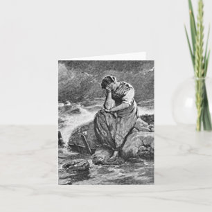 Sad Gothic Woman Vintage Sympathy Art Illustration Card