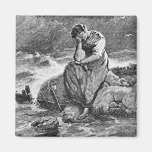 Sad Gothic Woman Vintage Sympathy Art Illustration Magnet