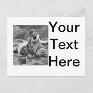 Sad Gothic Woman Vintage Sympathy Art Illustration Postcard