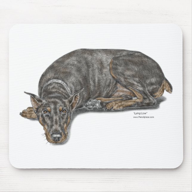 Sad Guilty Looking Doberman Mouse Mat (Front)