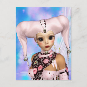 Sad Harlequin Doll Postcard